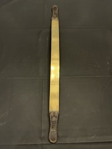 Antique Victorian Brass Horse Sweat Scraper w/ Leather Handles 19th C