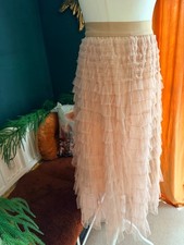 🎀 Romantik Tüll Volant Stufen Witch Kostüm Chiffon Rock 38 M 40 L 42 XL Fee