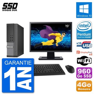 PC Dell 7020 SFF Bildschirm 19'' Intel G3220 RAM 4GB SSD 960GB Windows 10 Wifi