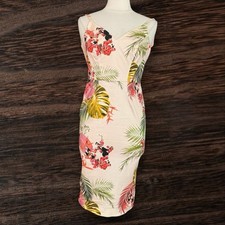 ASOS Midi Dress Size 6 Sleeveless Floral Palm Multi Print Sexy Fun Cotton Blend