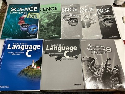 Abeka Lot of 8 Activity & Quiz/Test Books - Science, Language - Like New Cond.