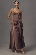 BHLDN Seraphina Sweetheart Corset Stretch Satin Maxi Dress