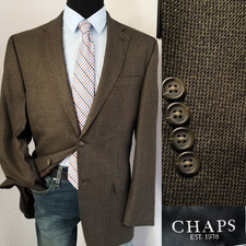 New Chaps Men's Recent Hopsack Brown Blazer 42R Sport Coat Jacket Uncut Vents