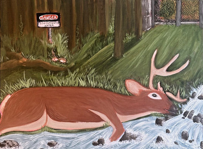 Original Acrylic Painting (12x16'') on Canvas Board, ''Contaminated''