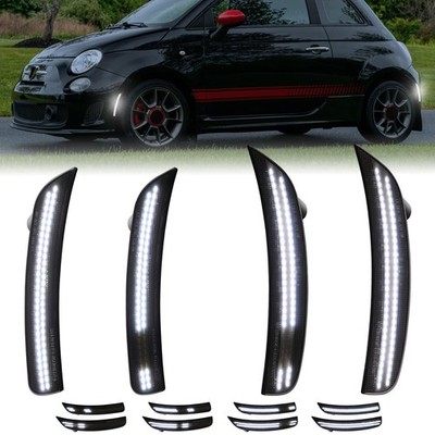 4x Dynamic White LED Front/Rear Side Marker Lights For Fiat 2012-2017 500 Abarth