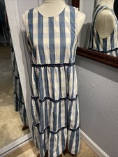 Madewell Blue Sleeveless Gingham Cotton Dress Women M