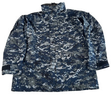 USN Navy Working Uniform NWU Type I Blue Gore-Tex Parka Jacket Medium Long