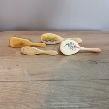 Vintage Baby Hair Brush Set 4pc Ducklings Floral Rose Celluloid Retro Nursery