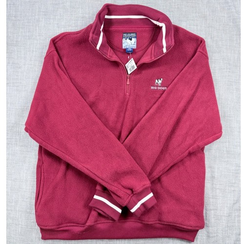 Vtg Big Dogs Polar Dogs Mens Large True Red 1/2 Zip Fleece Pullover Sweater NWT
