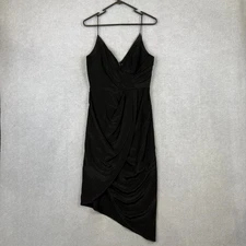 Zimmermann Dress Womens 2 Black Silk Faux Wrap Pleated Drape Lined Formal