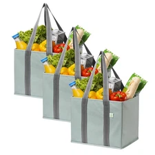 3 Pack Reusable Grocery Bags Shopping Bags for groceries Utility Tote with Ha...