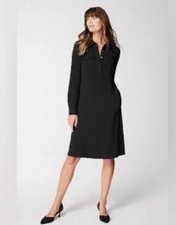 J Jill Black Shirt Dress XL Long Sleeve Collared Button Minimalist Classic Chic