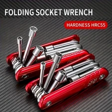 6 in 1 Folding Nut Driver Set Metric, Hex Nut Driver Set, Folding Socket Wrench