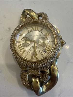 Michael KORS CAMILLE CHRONOGRAPH CHAMPAGNE DIAL GOLD-TONE GLITZ WATCH