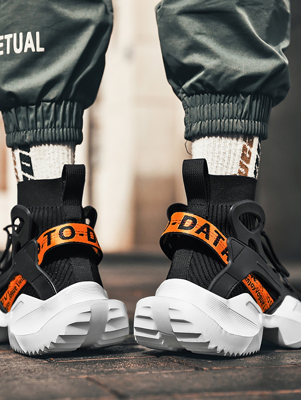 Niepce Streetwear High Top Fashion Knit Chunky Runner Sneakers for Men