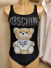 MOSCHINO COUTURE BLACK SWIMSUIT UK 10 SCOOP BACK TEDDY BEAR WOMENS SWIM COSTUME