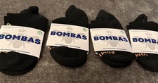 4 Pair BOMBAS Women  s/Youth Ankle Socks Size XS Black Honeycomb Arch Support