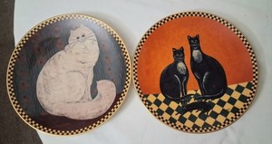 2 VINTAGE Lenox W. Kimble Cat Plates, Fluffy Cat, Happy Fam Cat,old, Free Ship.