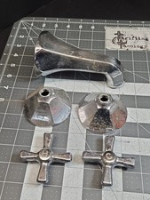 Antique Standard Bathroom Bath Tub Bathtub Faucet Spout With Knobs  Trim As Is