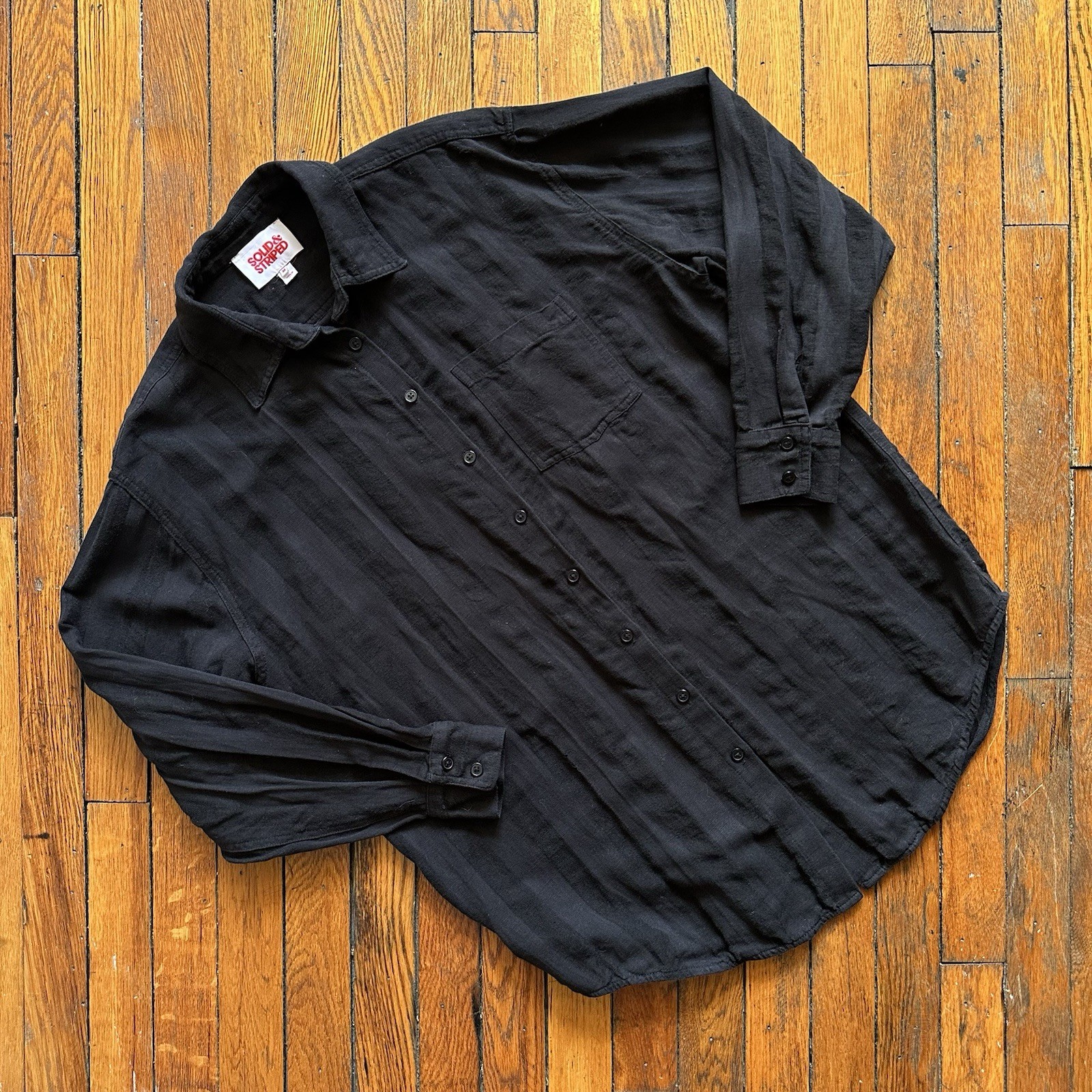 Solid & Striped Linen Blend Sheer Button Shirt Wo… - image 1