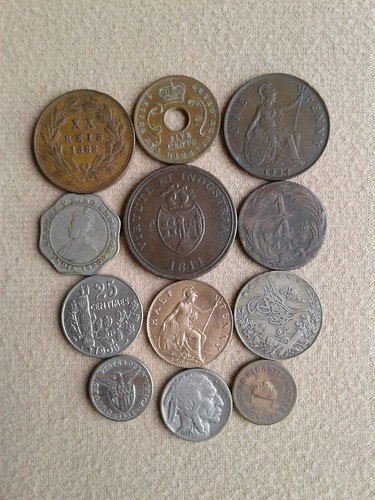 Old WORLD Coin Lot -1800s - 12 VINTAGE COINS Some 1900s - Lot #856-7 - Picture 9 of 10