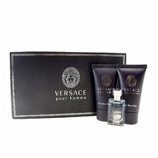 Versace Pour Homme Mini 3pc Gift Set 0.17 oz Cologne Shampoo After Shave Balm