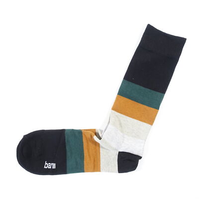 BAR III 3 STRIPED GREEN TEAL BROWN BLACK DRESS CREW SOCKS MENS NEW