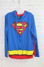 S  Full Front Zip Fleece Hooded Jacket with Cape  Batman OR Superman  Sz Med