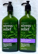 2 Bath  Body Works Aromatherapy STRESS RELIEF VANILLA VERBENA Lotion 6.5 oz