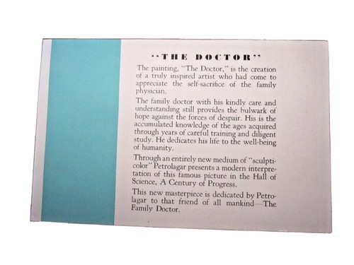 CHICAGO WORLD'S FAIR Brochure Petrolagar Card The Doctor Fildes B/W 1933 - Picture 4 of 5