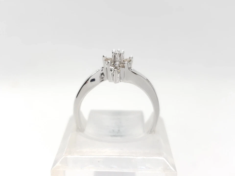 Anillo de diamantes baguette redondo marrón oro blanco 10k 1/4 quilate Foto 4 de 4