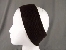 Dark Brown ribbed knit ear muff head wrap warmers ski headband unisex stretchy