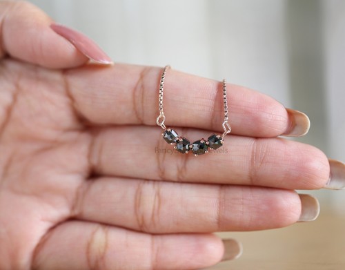 1.02 Ct Mix Shape Black Color Diamond Pendant 14K Rose Gold Engagement Pendant - Picture 6 of 9
