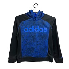 Adidas Boy's Hooded Fleece Lined Pull Over Blue Sweatshirt Size XL 18/20 