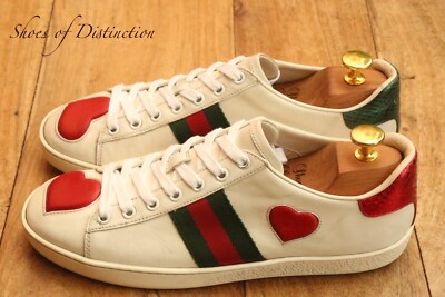 Gucci Ace Heart Snake Skin Leder Sneaker Damen UK 4,5 G US 7,5 EU 37,5