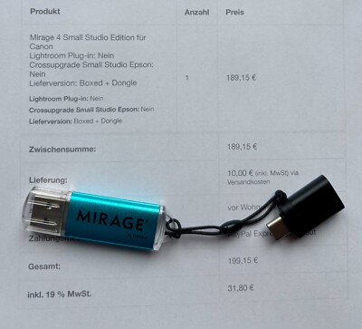 DINAX Mirage 4 Small Studio Edition für Canon Druckersoftware DONGLE