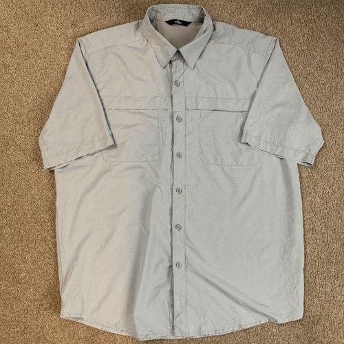 WRANGLER Men’s Shirt Large Outdoor Series Light Blue Short Sleeve Hiking Button