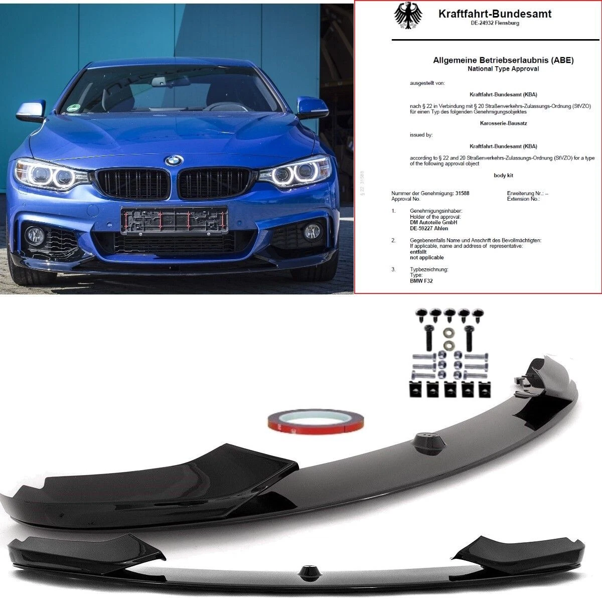 Frontspoiler Sport-PERFORMANCE schwarz Glanz passend für BMW F32 