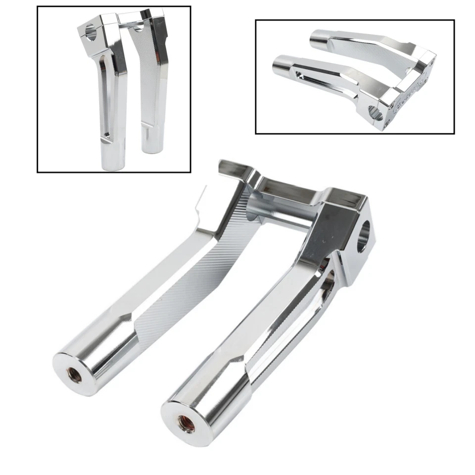 Chrome 10" Pullback Handlebar Risers Clamp For Harley 1" Handlebar Touring Dyna - Image 4 of 4