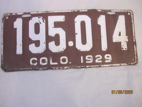 Colorado License Plate 1929 great condition/original paint # 195-014 - Picture 8 of 8