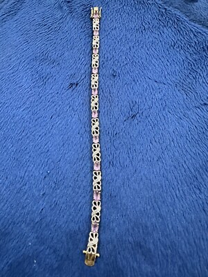 925 Sterling Silver Han Thai Amethyst Tennis Bracelet 8in Long | eBay