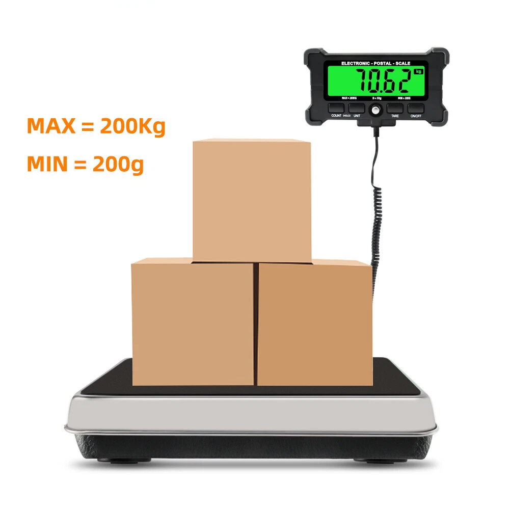 200kg/0.05kg Electronic Scale Digital Stainless Steel Bench Scales Backlit.