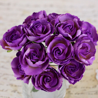 Prima Flowers SOPRANO - PURPLE 12pc Paper Flower Planner Scrapbook Mixed Media 