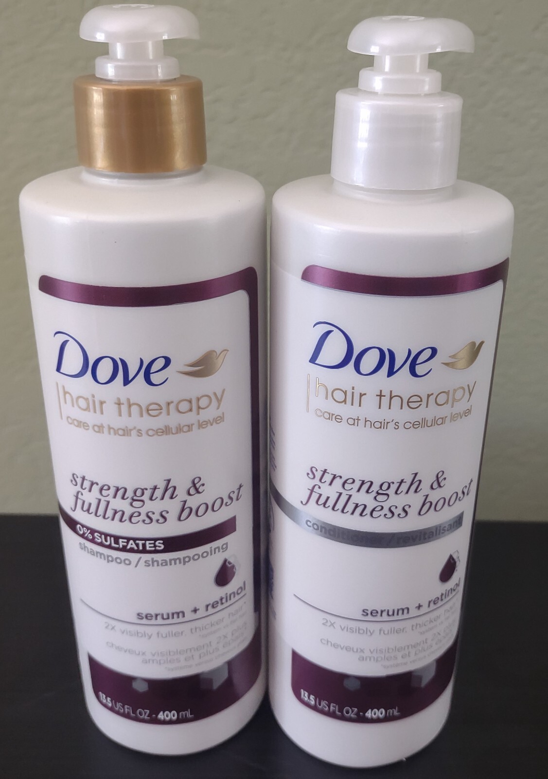 Dove Hair Therapy Shampoo and Conditioner Serum + Retinol/Strength &  Fullness | eBay