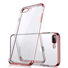for iPhone 7 Plus/8 Plus TPU 3 Section Colored Case CLEAR/ROSE GOLD