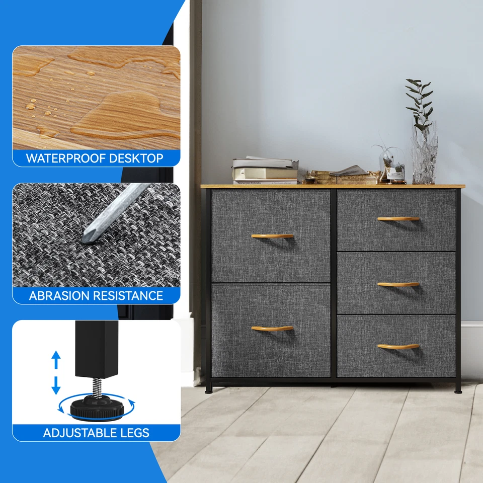 Тканевый комод TAUS 5 ящиков органайзер для хранения тумбочка для спальни - Изображение 3 из 4