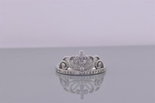 Sterling Silver Cubic Zirconia Accented Tiara Crown Band Ring 925 Sz: 11