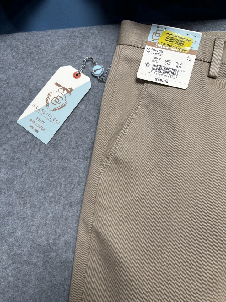 Pantalones de vestir Dillards clásicos de club para niños uniforme escolar talla 18 chino tostado nuevo con etiquetas precio de venta sugerido por el fabricante 48 Foto 3 de 4
