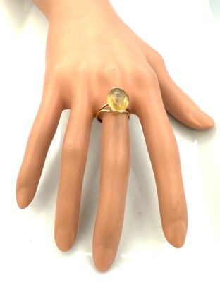 Bague En Or 18K (750) Avec Citrine - Pierre 1,3x1,1 Cm - Poids 4,42 G - Taille 54 - Style Éternité Occasion