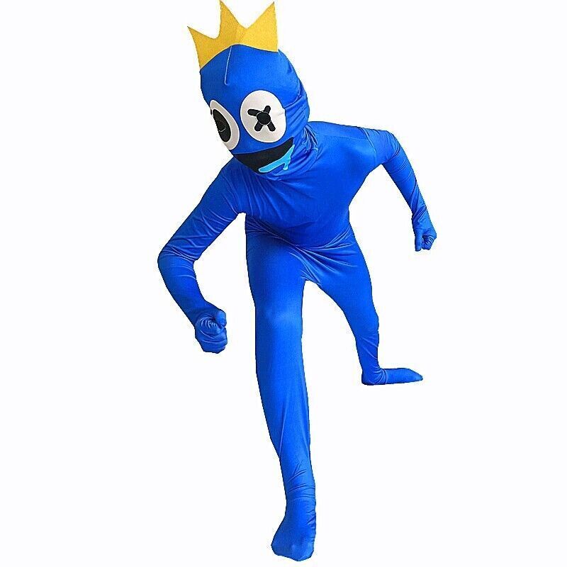 Rainbow Friends Costume Adult Kids Blue Cosplay Horror Game Halloween  Jumpsuit